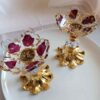 Resin Candle Holder - Floral Resin Candle Holder with Gold Flakes & Petal Pattern