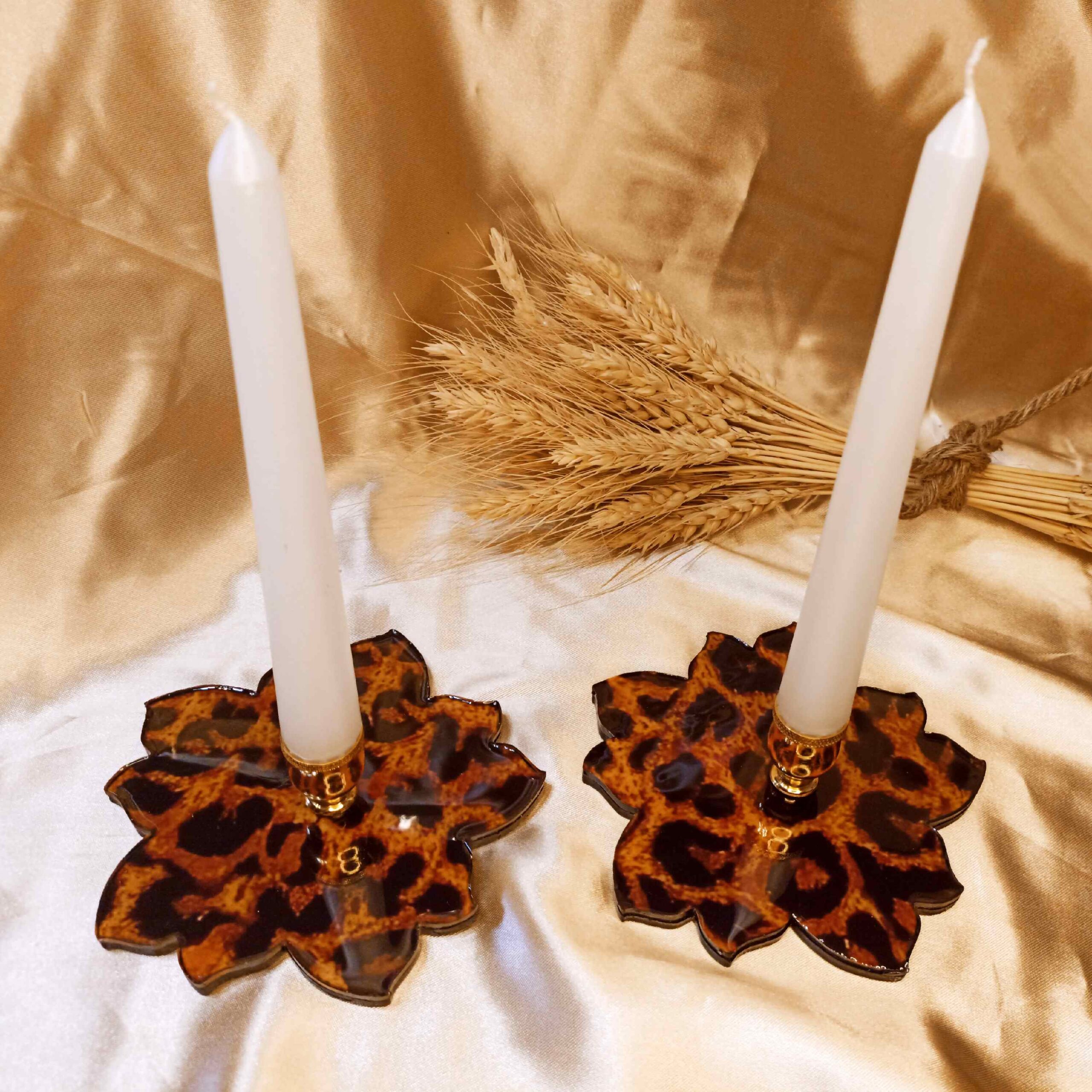 Resin Candle Holder – for Home Decor with Tiger Pattern