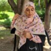 Scarf for Women - Scarf with Arm Cover Floral Pleated Scarf with Trimmed Edges
