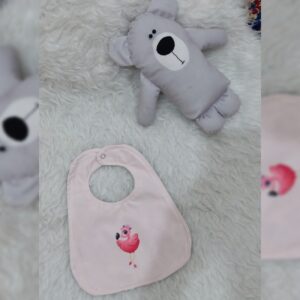 Simple Flamingo Motif Baby Bib with Snap Closure