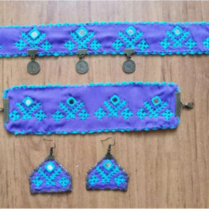 Stylish Embroidered Jewelry Set Bracelet, Necklace & Earring Combo