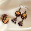 Embroidered Jewelry Set Include Pair of Free Hair Clips and Keychain
