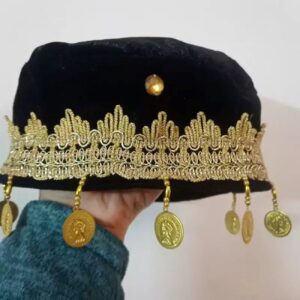 Traditional Women’s and Girls’ Velvet Hat with Coin Design