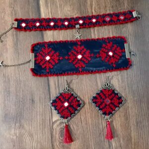 Unique Embroidered Bracelet, Earing and Ankle Set for a Chic Look