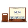 Wooden Desk Calendar for the Year 1404 with Phone Stand - Stylish & Functional