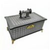 Wooden Sewing Box with Artificial Leather Cover Include Several Sewing Tools