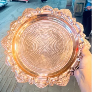 Artisan Hammered Copper Serving Tray – Traditional Round Craftsmanship Tray