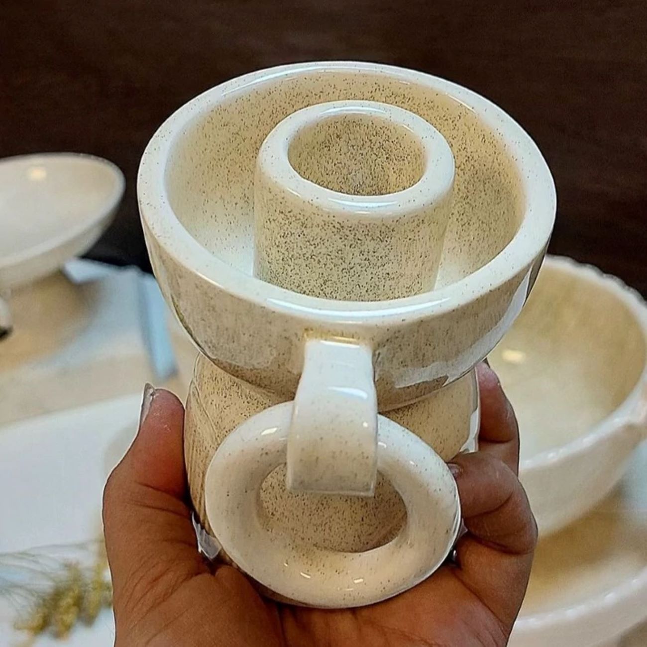Ceramic Candle Stick Hanging Ring Design for Haft-Seen and Decoration