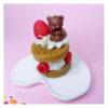 Handcrafted Novelty Layered Cake Candle Featuring a Bear and Strawberry