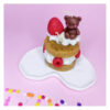 Handcrafted Novelty Layered Cake Candle Featuring a Bear and Strawberry