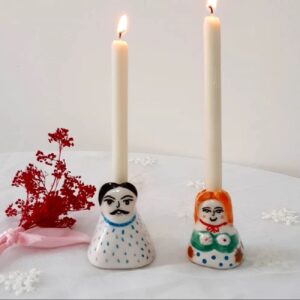 Handmade Ceramic Candle Stick in Small Size – Couple Design