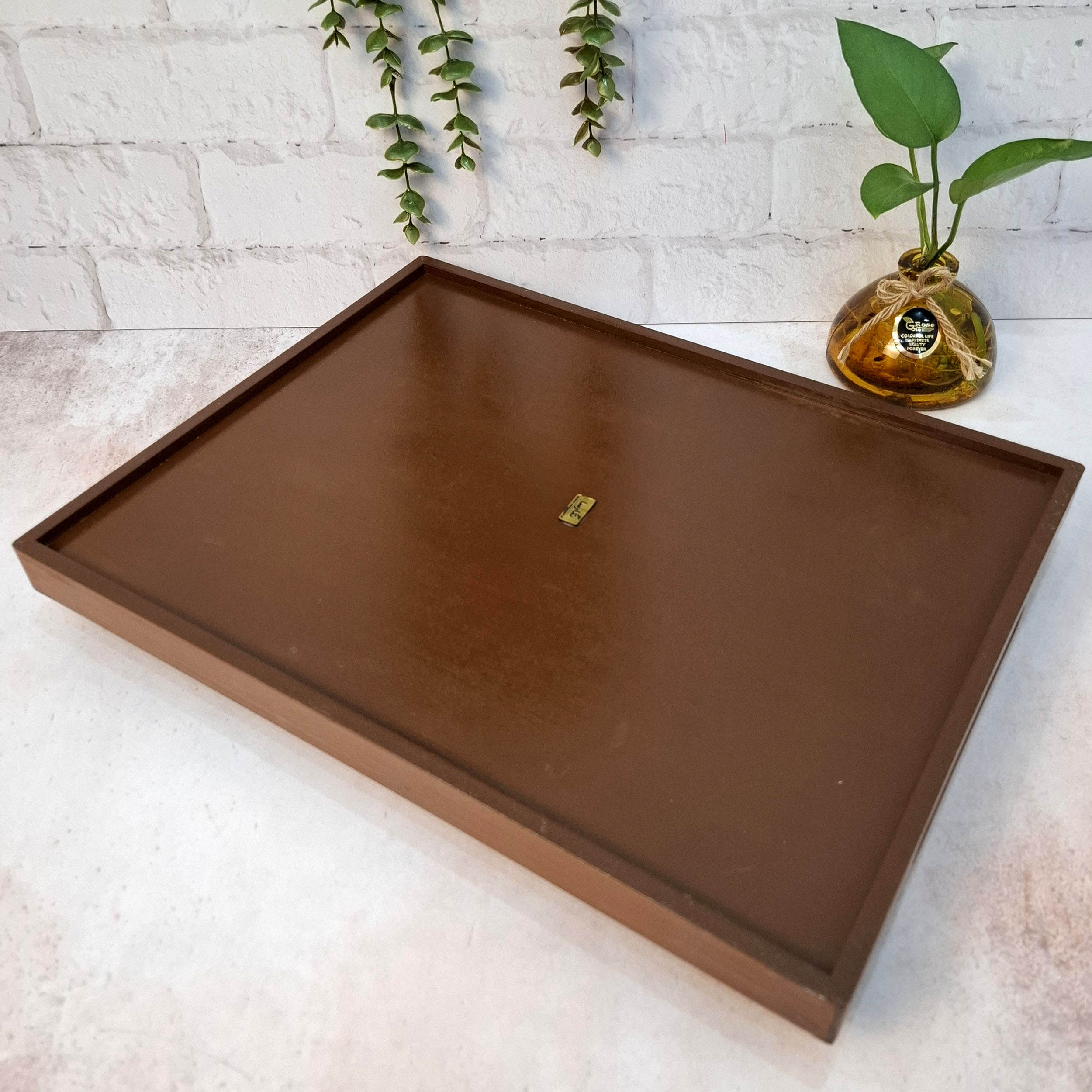 Handmade Persian Wooden Serving Tray – Minimalist Calligraphy Rectangular Tray