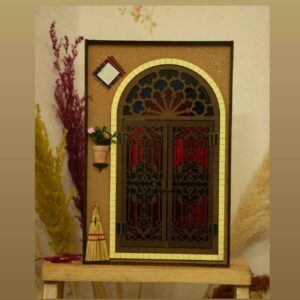 Hanging Wooden Mirror Key Holder with Traditional Opening Door Design