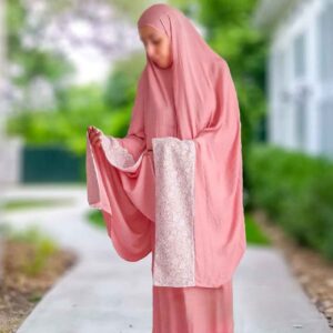 Islamic Namaz Chador with Pink Super-Soft Half Chador and Skirt – 170 cm