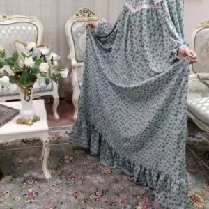 Islamic Namaz Chador with Sleeves for Women in Fish Design & Cotton