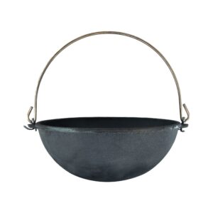 Kazan Pot – Pure Cast Iron Suitable for Outdoor Cooking with Handle, Size 10