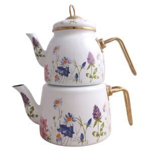 Premium Enamel Tea Kettle Set – Includes Matching Teapot Suitable for Daily Use