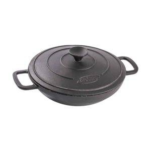Round Cast Iron Grill Skillet for Camping with Lid