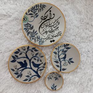 Wall-Mounted Pottery Set – 4-Piece Wan Yakad and Lovebirds Design