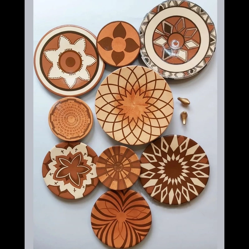 Wall-Mounted Pottery Set – Mix of Traditional and Modern Design, 9 Pcs
