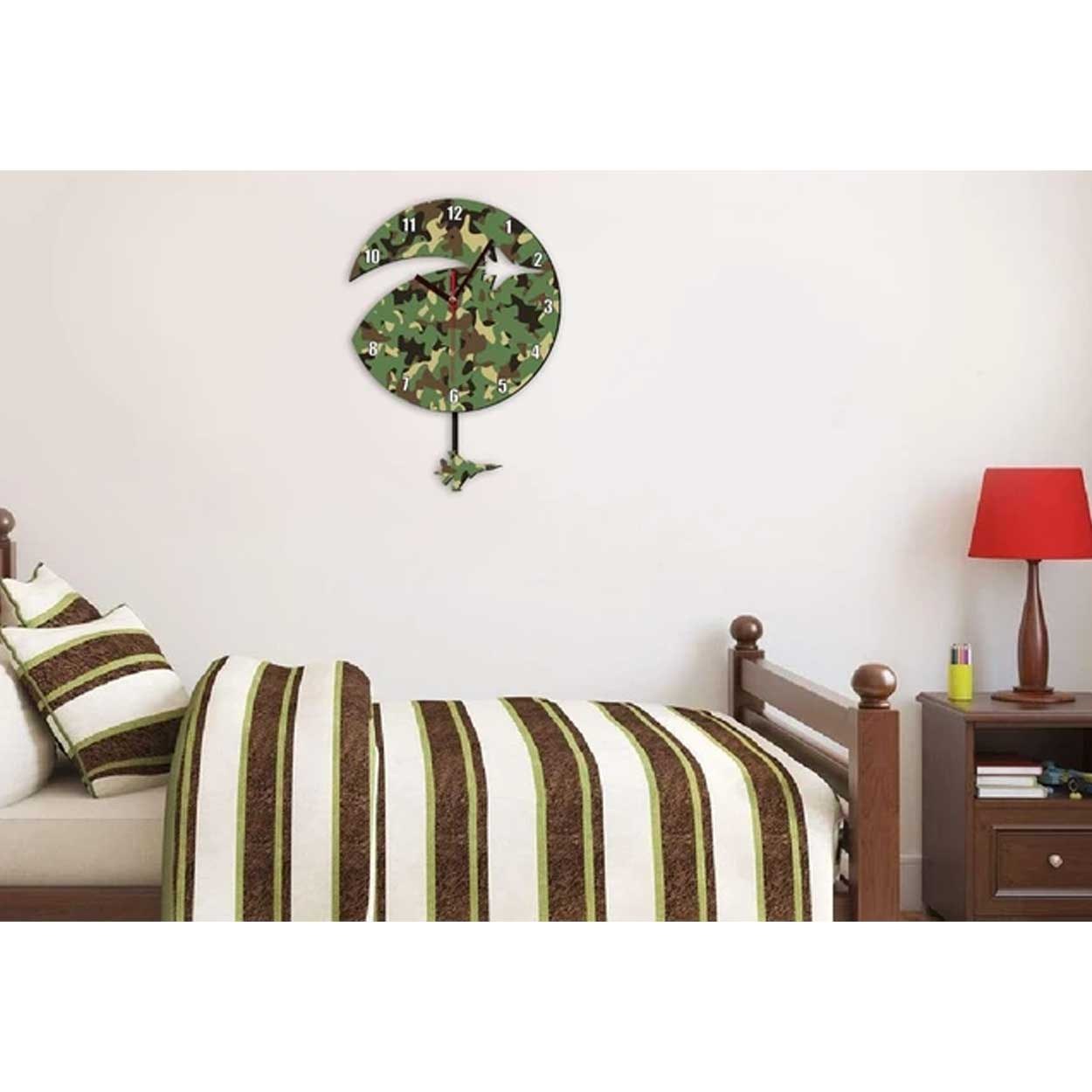 Wooden Military Aircraft Pendulum Wall Clock – A Unique Nursery Decor