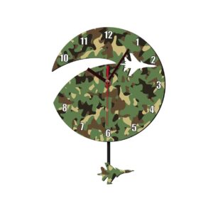 Wooden Military Aircraft Pendulum Wall Clock – A Unique Nursery Decor