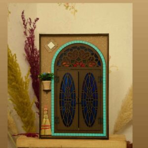 Wooden Wall-Mounted Mirror Key Holder with Traditional Opening Door Design