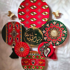 Artisan Pottery Plate Set – Decorative Wall or Table Display with Persian Calligraphy (7 Pcs)