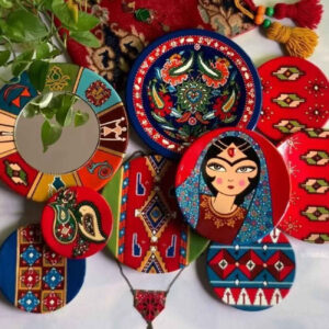 Artisan Pottery Wall Plates with Persian Patterns – Elegant Traditional Home Accent (9 Pcs)