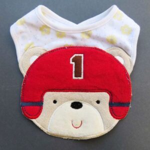 Baby Cloth Bib | Cute Baseball Bear Design