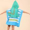 Blue Children's Poncho Bath Towel with Dinosaur Design (1)
