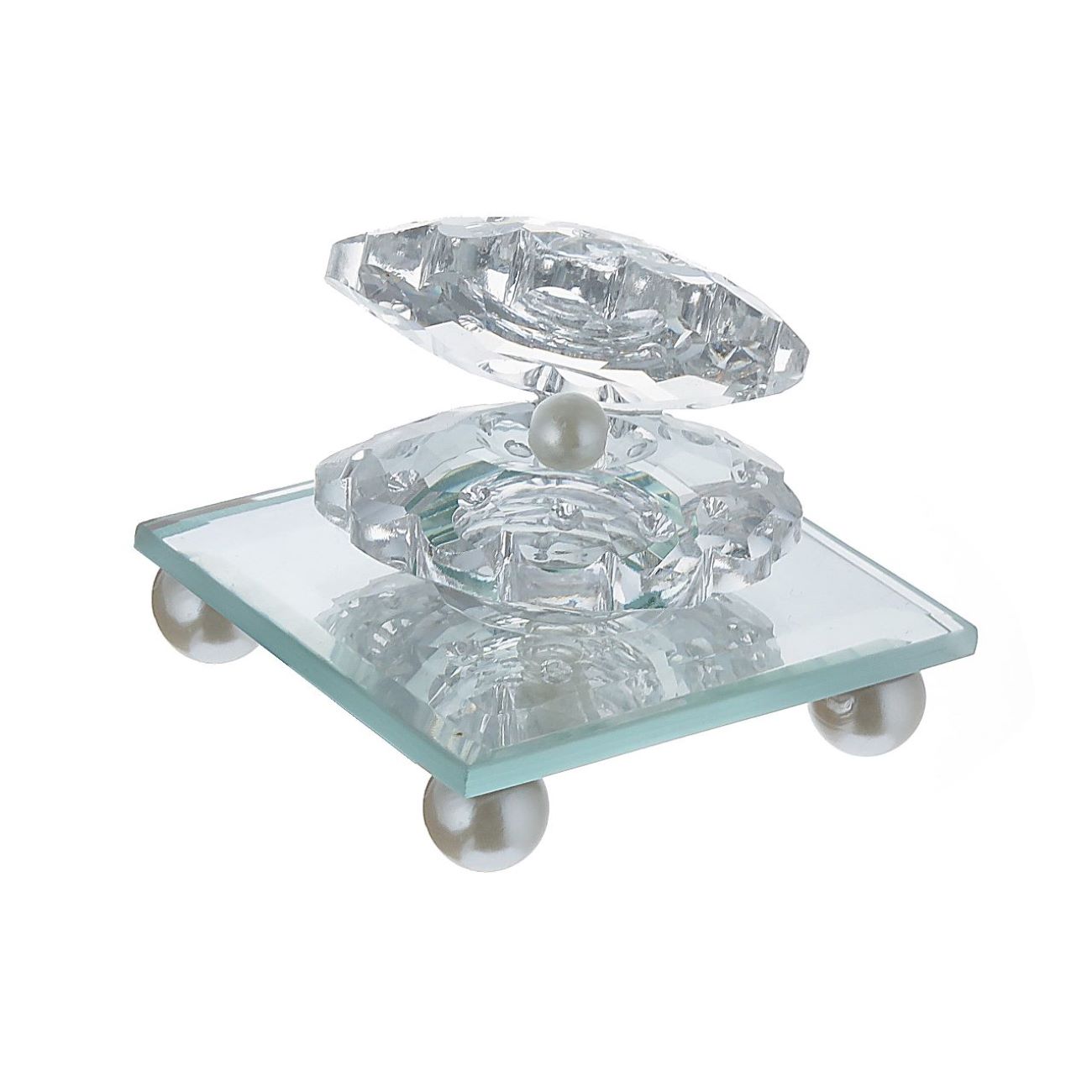 Compact Seashell Jewelry Holder with Built-In Mirror