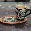 Enamel-painted pottery mug with wooden coaster - Suitable for Decorative or Gifting (1)