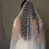 Extra Long Wedding 2-Meter Bridal Veil Fully Embellished with Pearls (1)