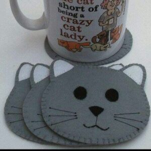 Adorable Cat-Shaped Felt Coasters 6-Pack – Protects Tables with Cute Decor