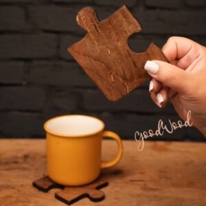 3-Pack Fun Puzzle Wooden Coasters – Ideal for Tea Lovers & Cozy Spaces