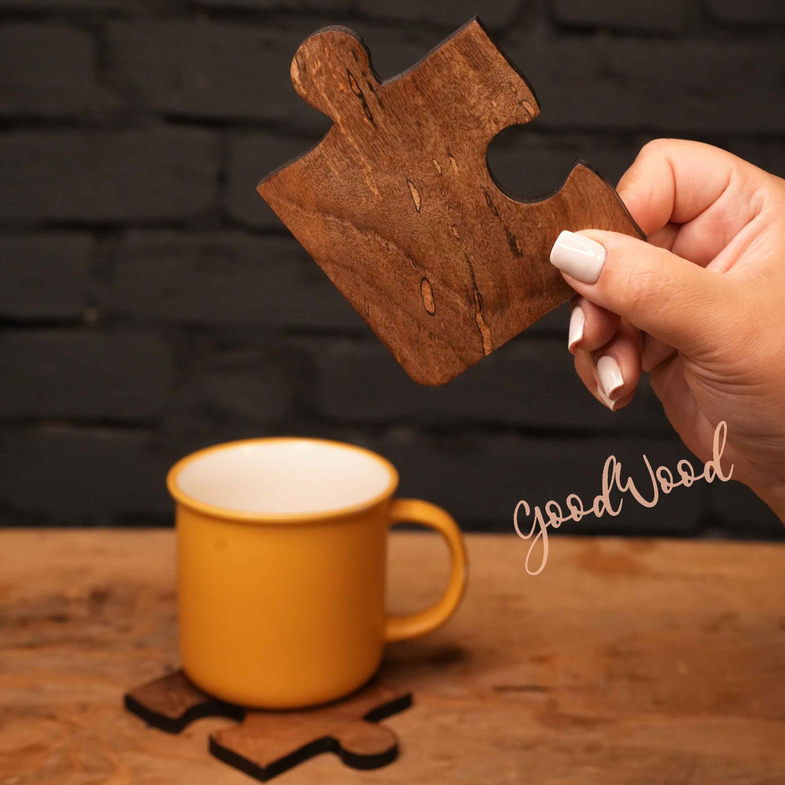 3-Pack Fun Puzzle Wooden Coasters – Ideal for Tea Lovers & Cozy Spaces
