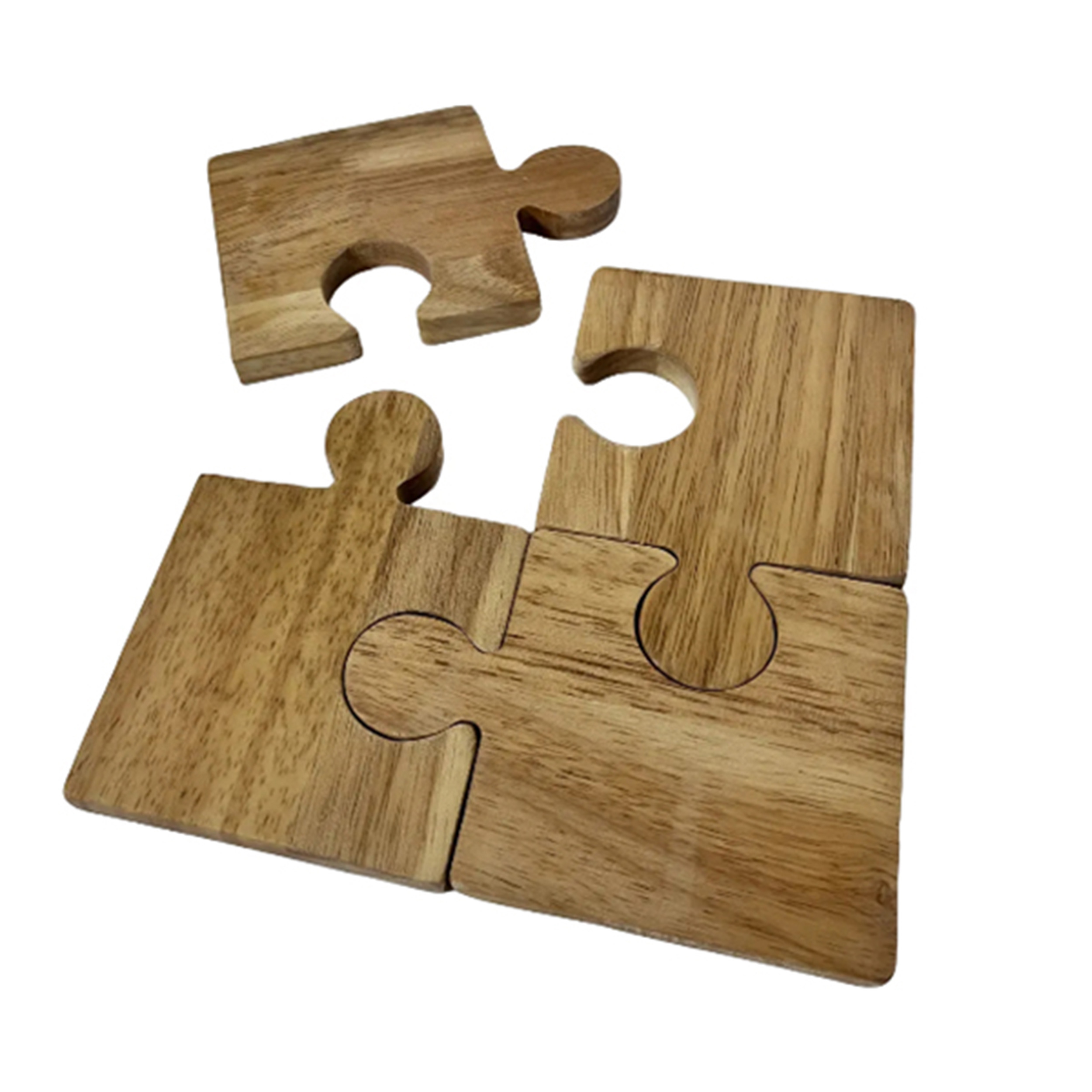 4-Pack Wooden Puzzle Coasters – Clever Interlocking Design for Modern Tables