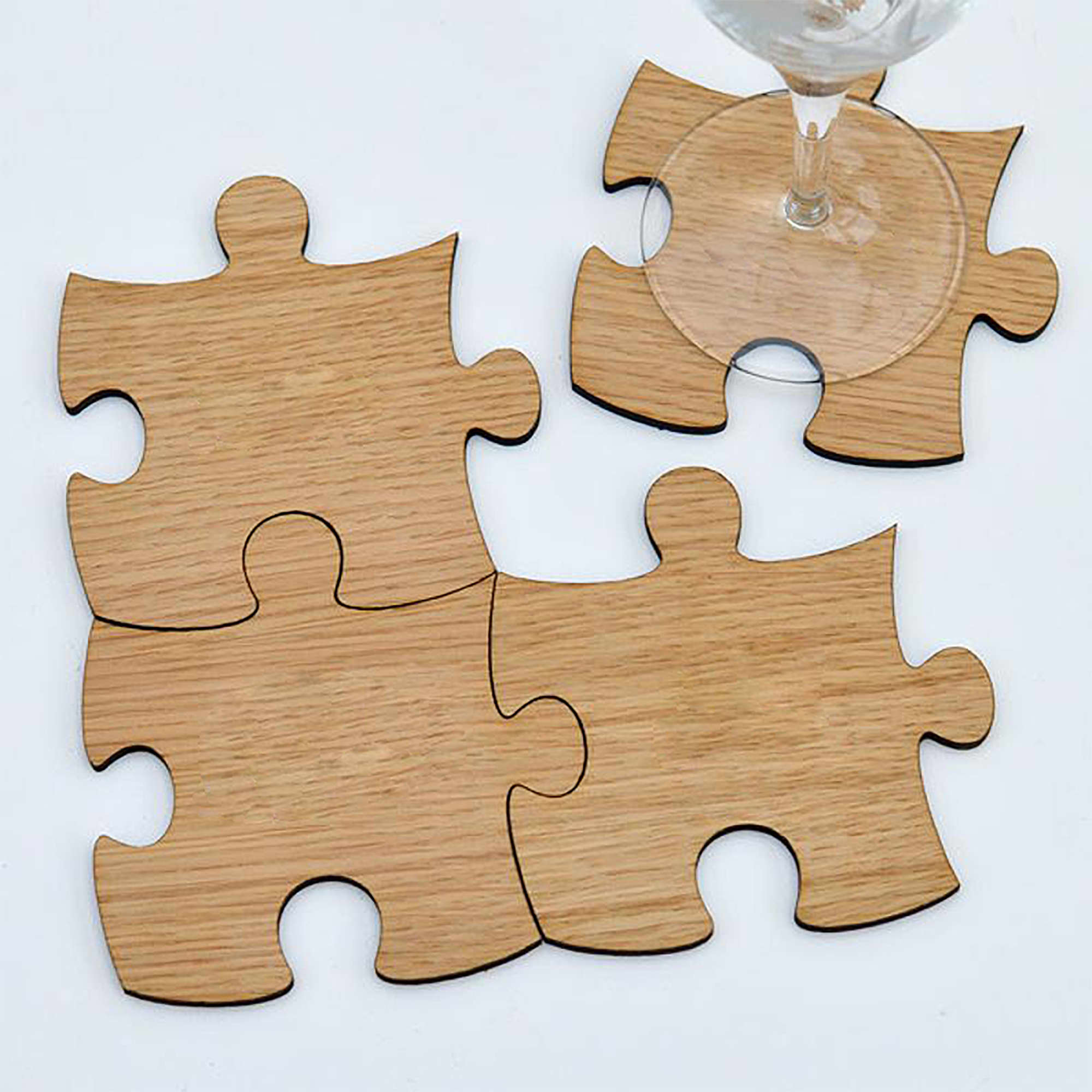 Geometric Puzzle Wooden Coasters 6-Pack – Clever & Decorative Table Accessory