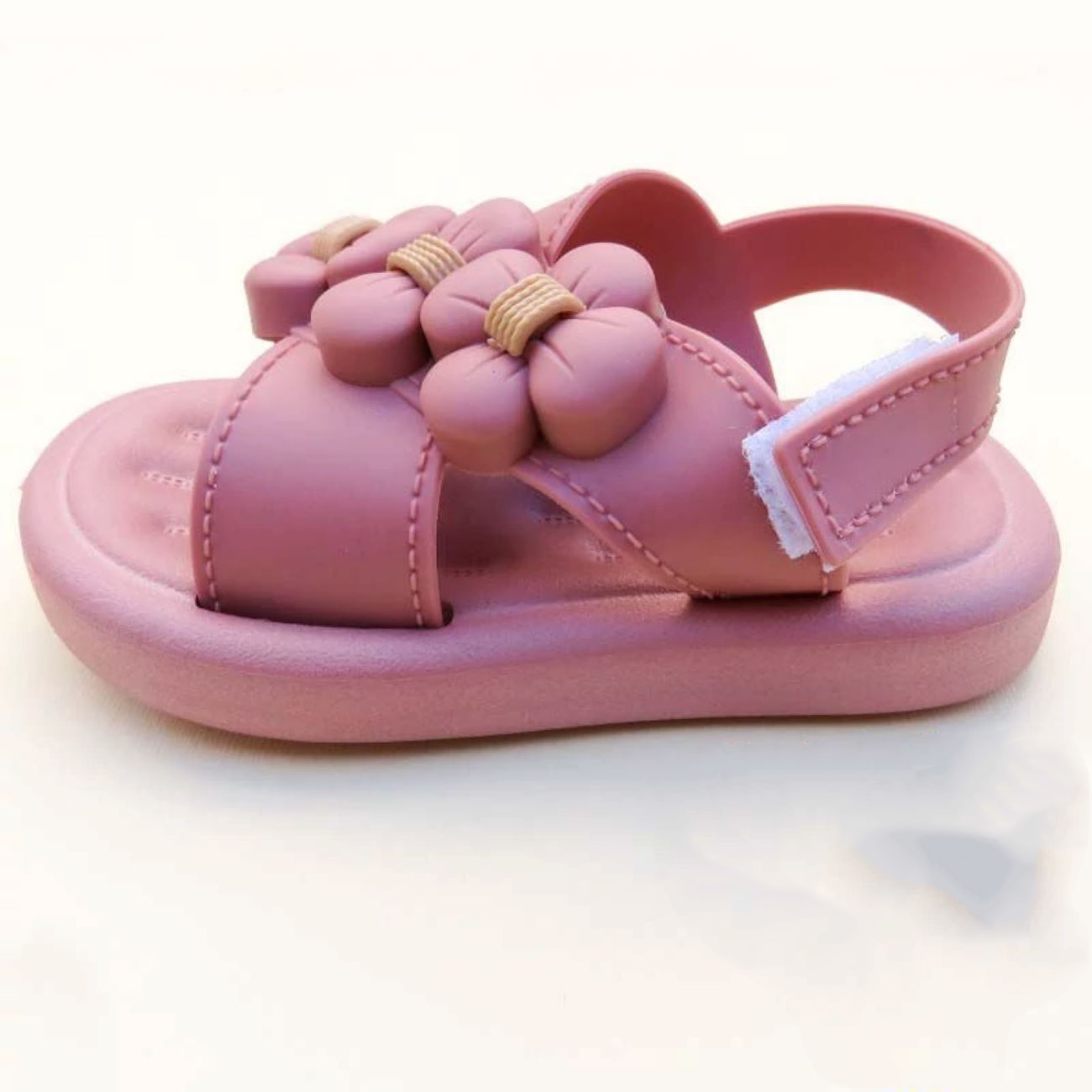 Girls’ Casual Sport Sandals – Dusty Pink with Flower Motif