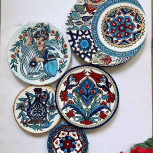 Handcrafted Decorative Pottery Wall Plate Set – Traditional Artistic Home Accent (5 Pcs)