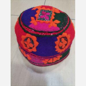 Handmade Ethnic Needlework Hat – Orange Boho Boho Headwear