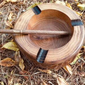 Handmade Wood Log Ashtray – Rustic Round Design