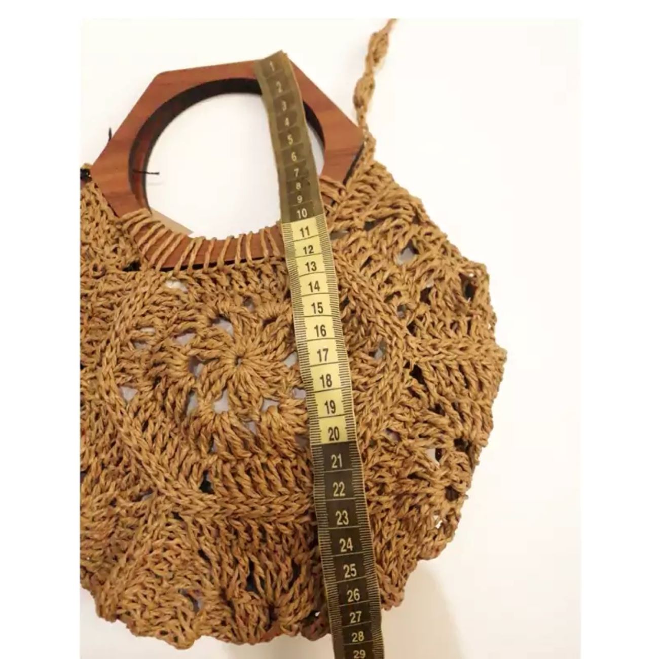 Handmade Raffia Crochet Tote Bag – Honey Hexagonal Boho Design