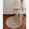 Handmade Sheer Bridal Veil with Delicate Embroidered Floral Details 150 Cm Lenght (3)