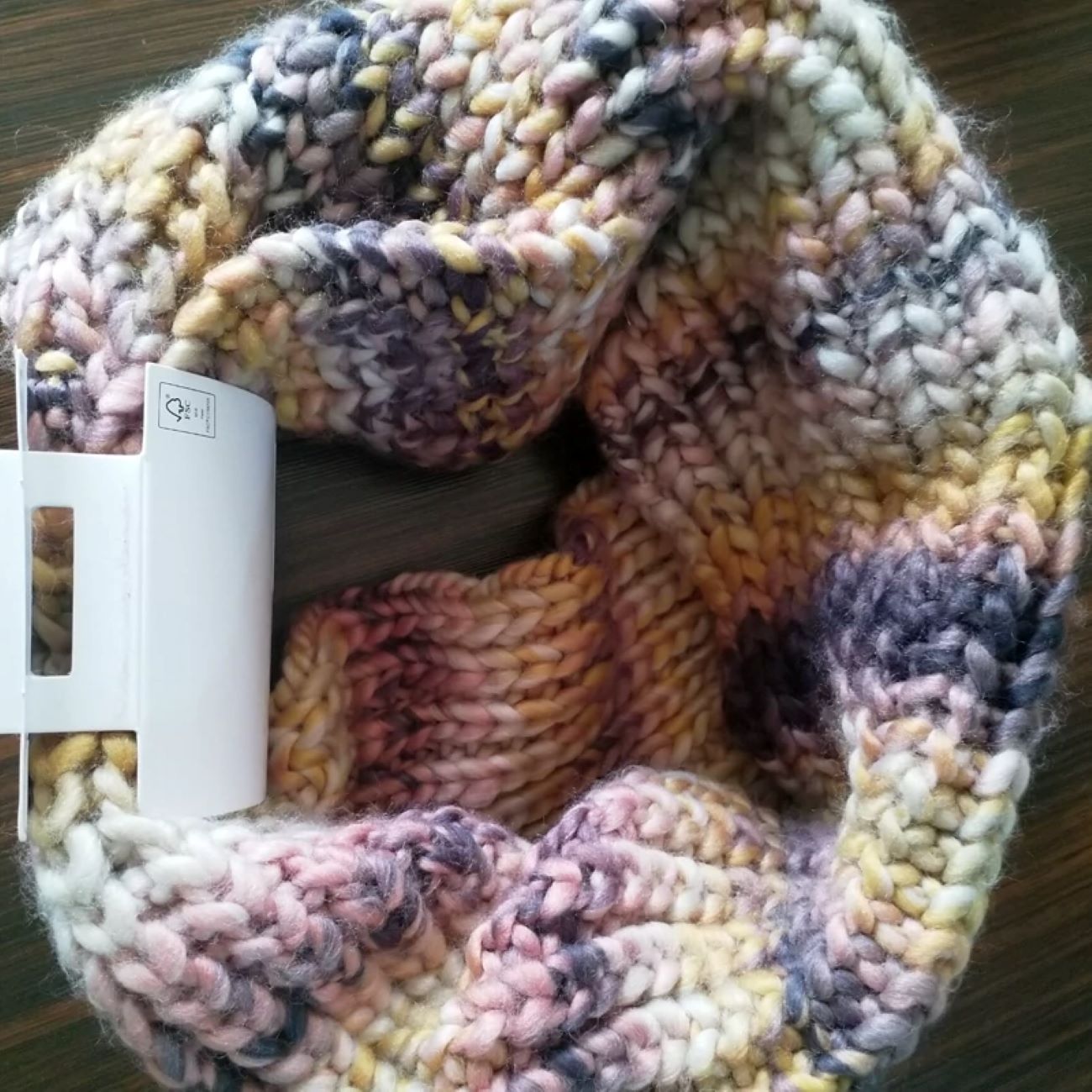 Hand-Knitted Winter Cowl Scarf – Soft Pink Ring Neck Design