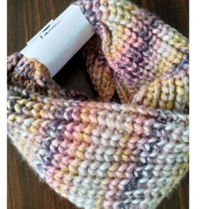 Hand-Knitted Winter Cowl Scarf – Soft Pink Ring Neck Design