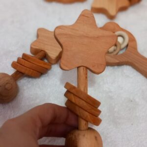 Handmade Wooden Star Rattle – Eco-Friendly Baby Toy