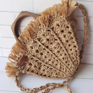 Handwoven Raffia Fan Bag – Honey Boho Crochet Design