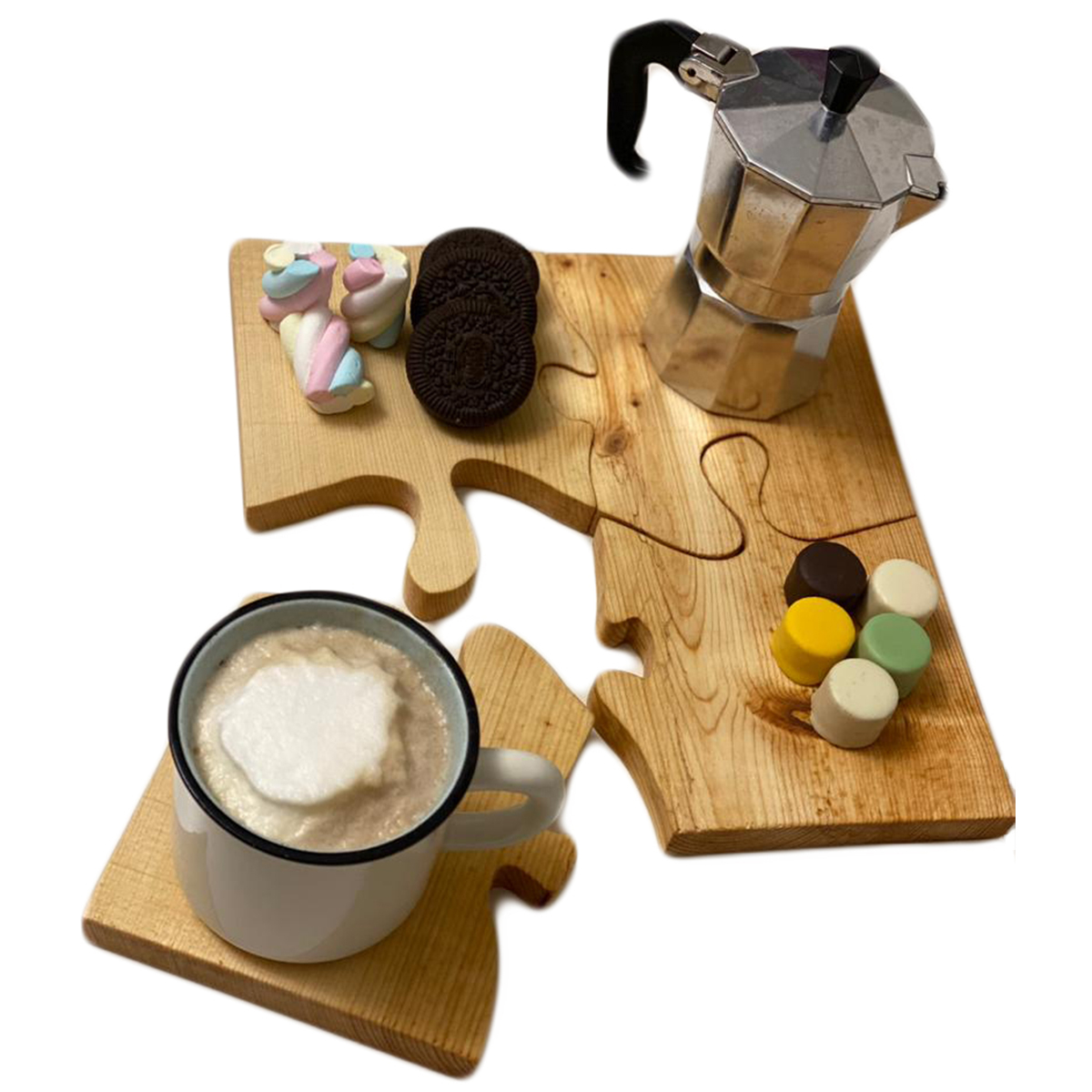 Interlocking Puzzle Coasters 4-Pack – Protective & Stylish for Wooden Surfaces